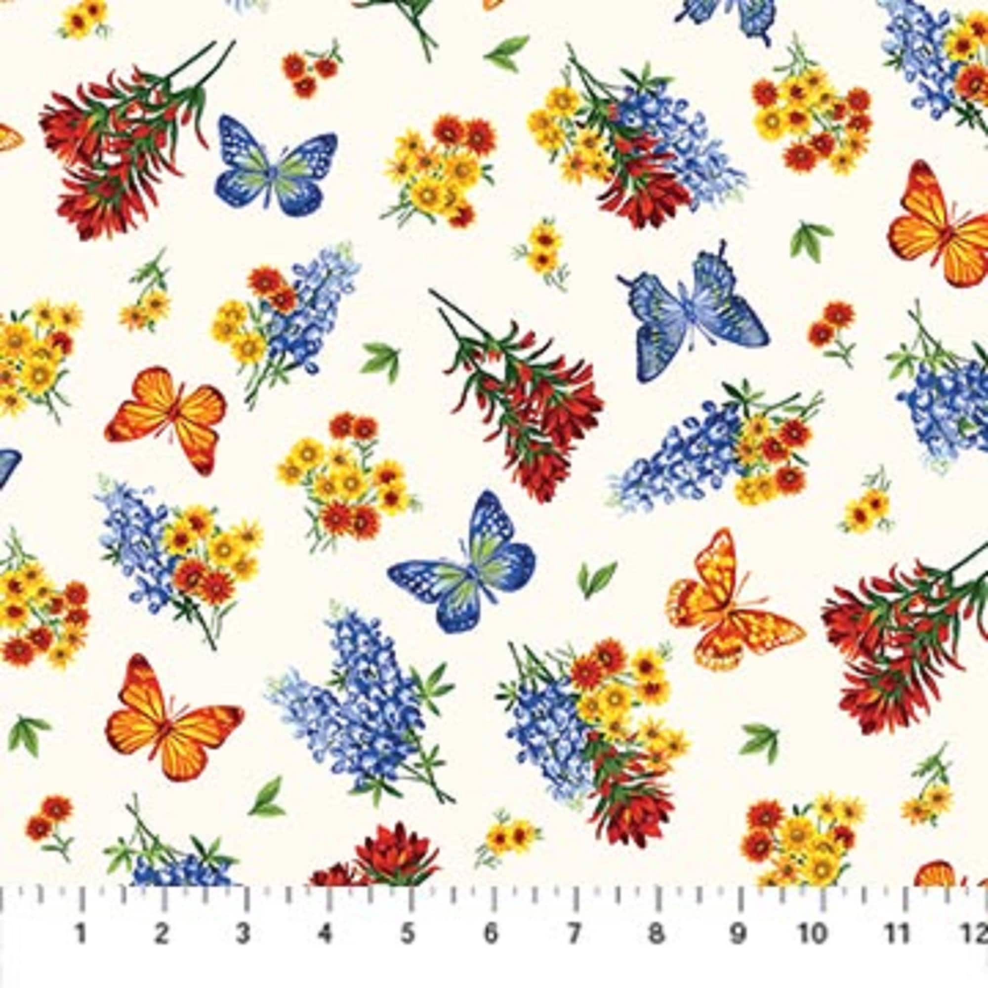 Wildflower by Deborah Edwards Northcott 20539-11 Natural sold by 1/2 yd