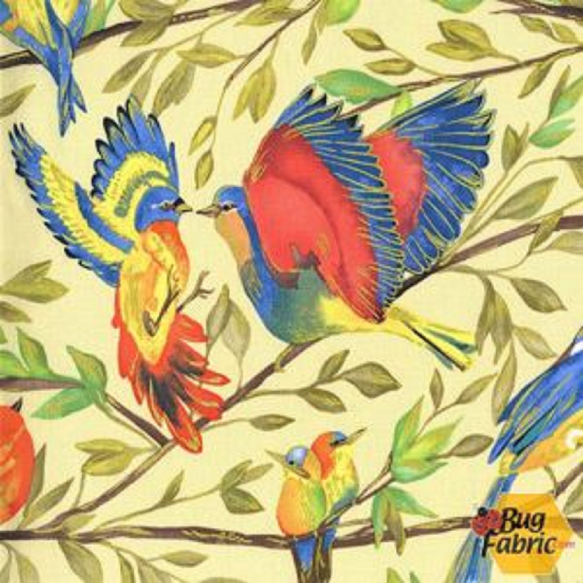 Valencia "Bird Kiss" by Michael Miller md7122-cream one 29" remnant