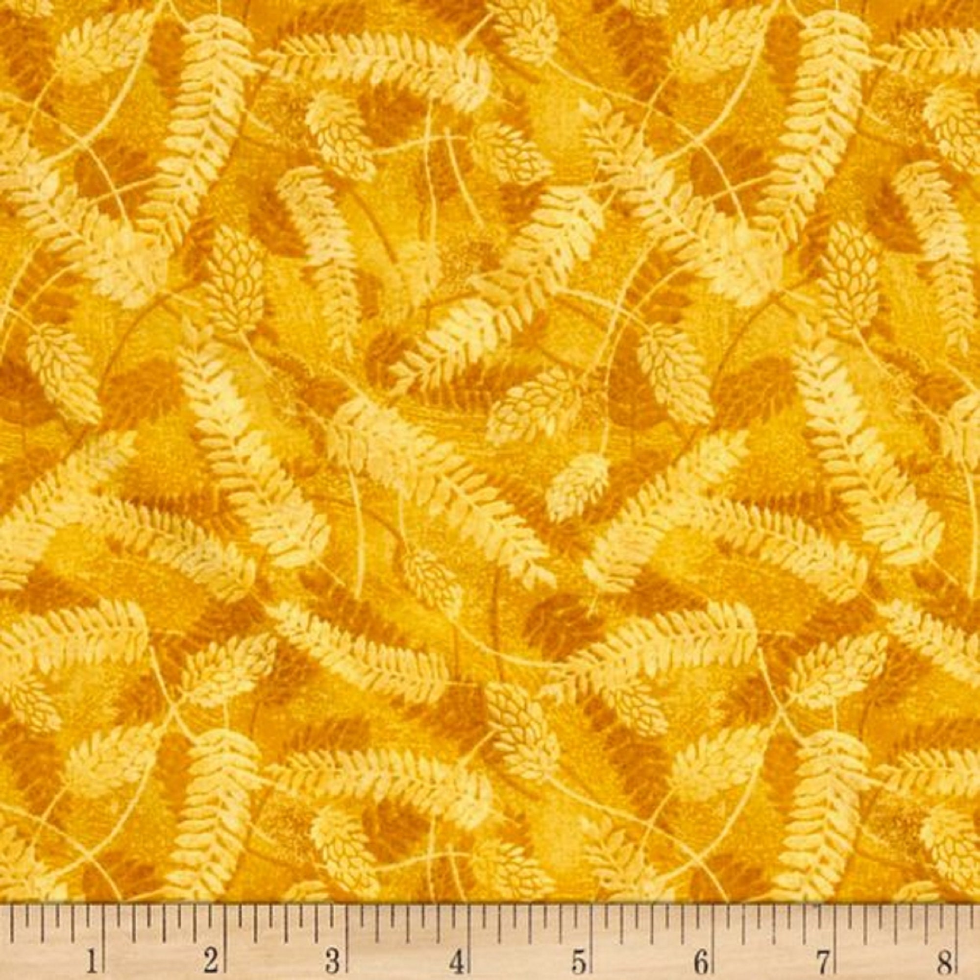 Autumn in the Forest by Fabri-quilt 112-2816-yellow Ferns sold by 1/2 yd