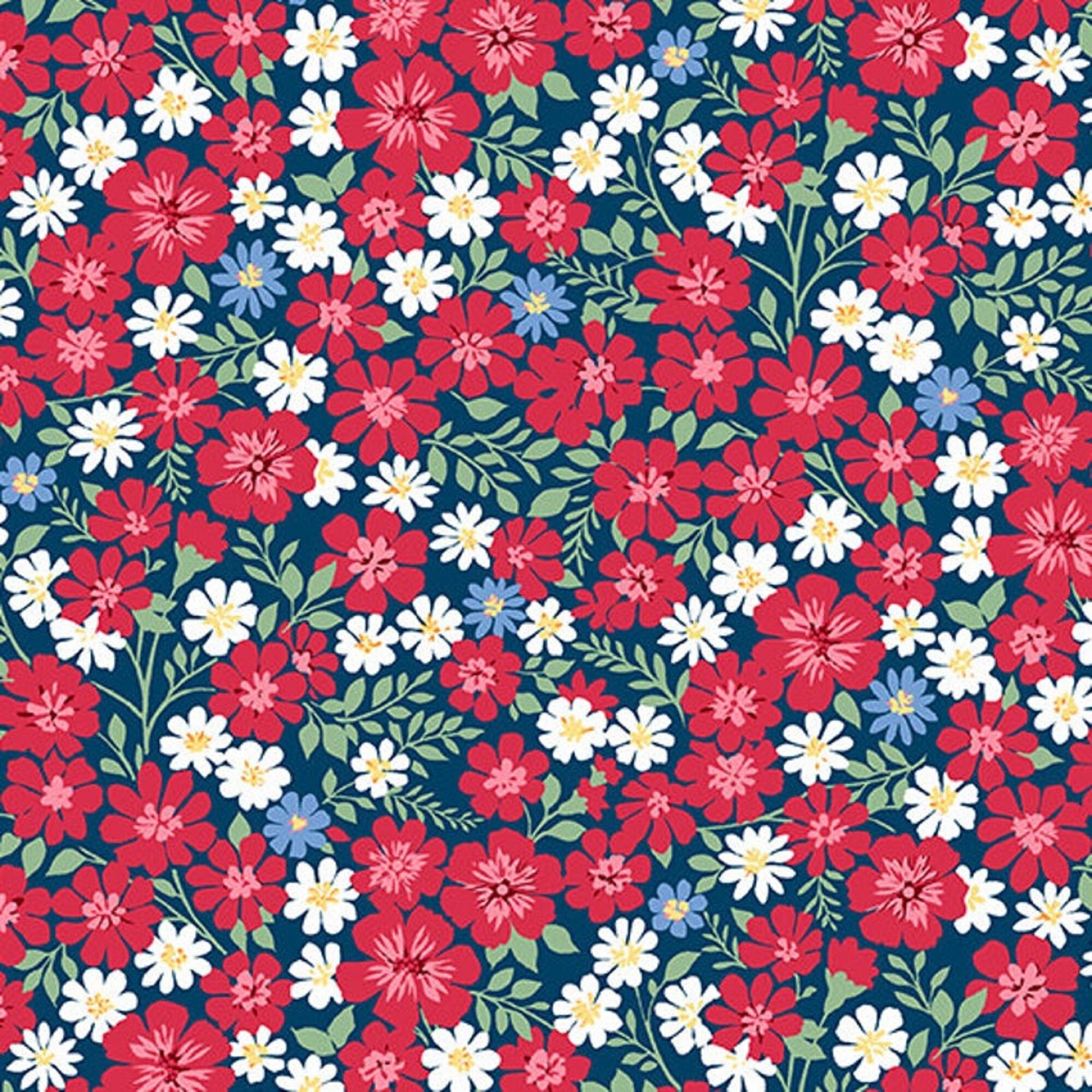 Strawberry Jam by Andover A9362-Blue sold by 1/2 yd.