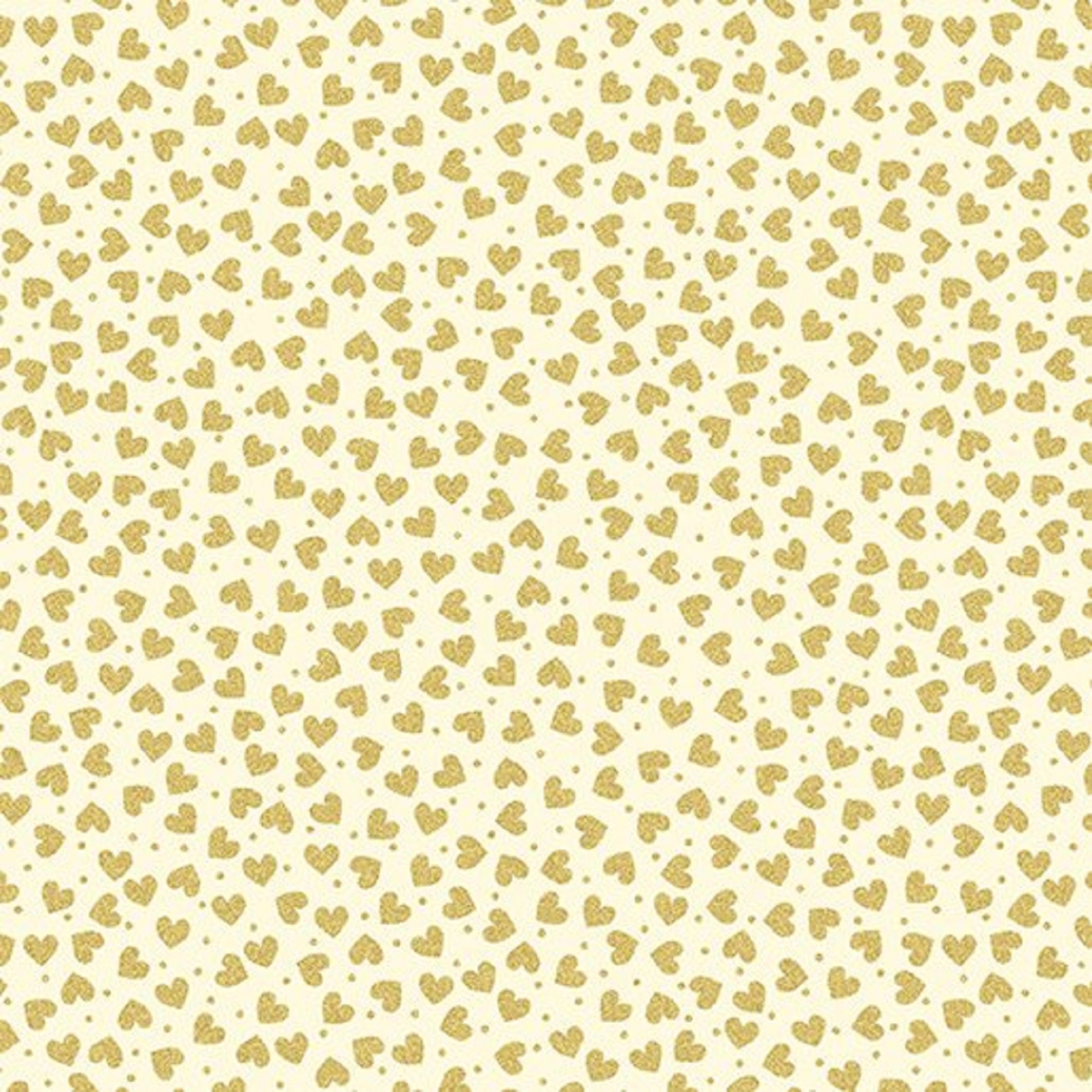 Metallic Mixers by Greta Lynn for Kanvas 7717M-07 Cream/Gold Hearts 1-1/2 yd remnant