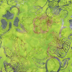 Tonga Batiks by Daniela Stout for Timeless Treasures B1226 Tropical Bouquet Lime sold by the 1/2 yd.