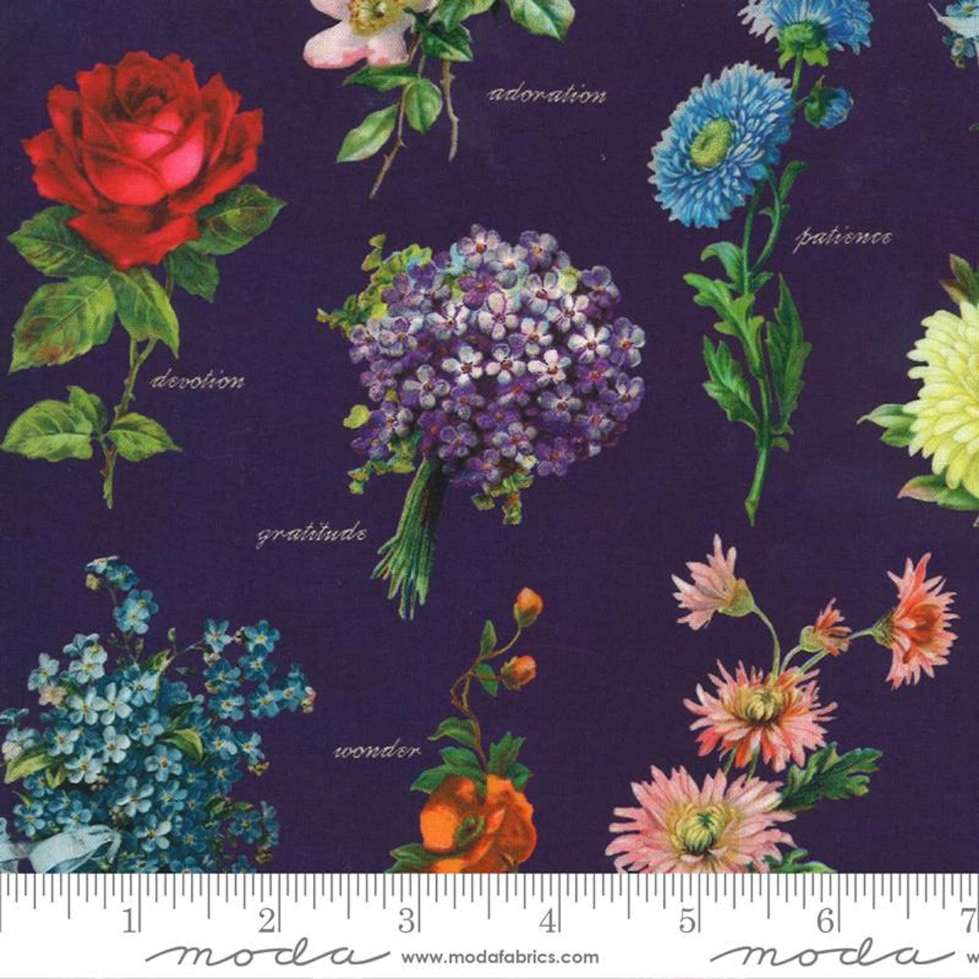 Flea Market Fresh by Cathy Holden for Moda 7372-16 Purple sold by the 1/2 yd.