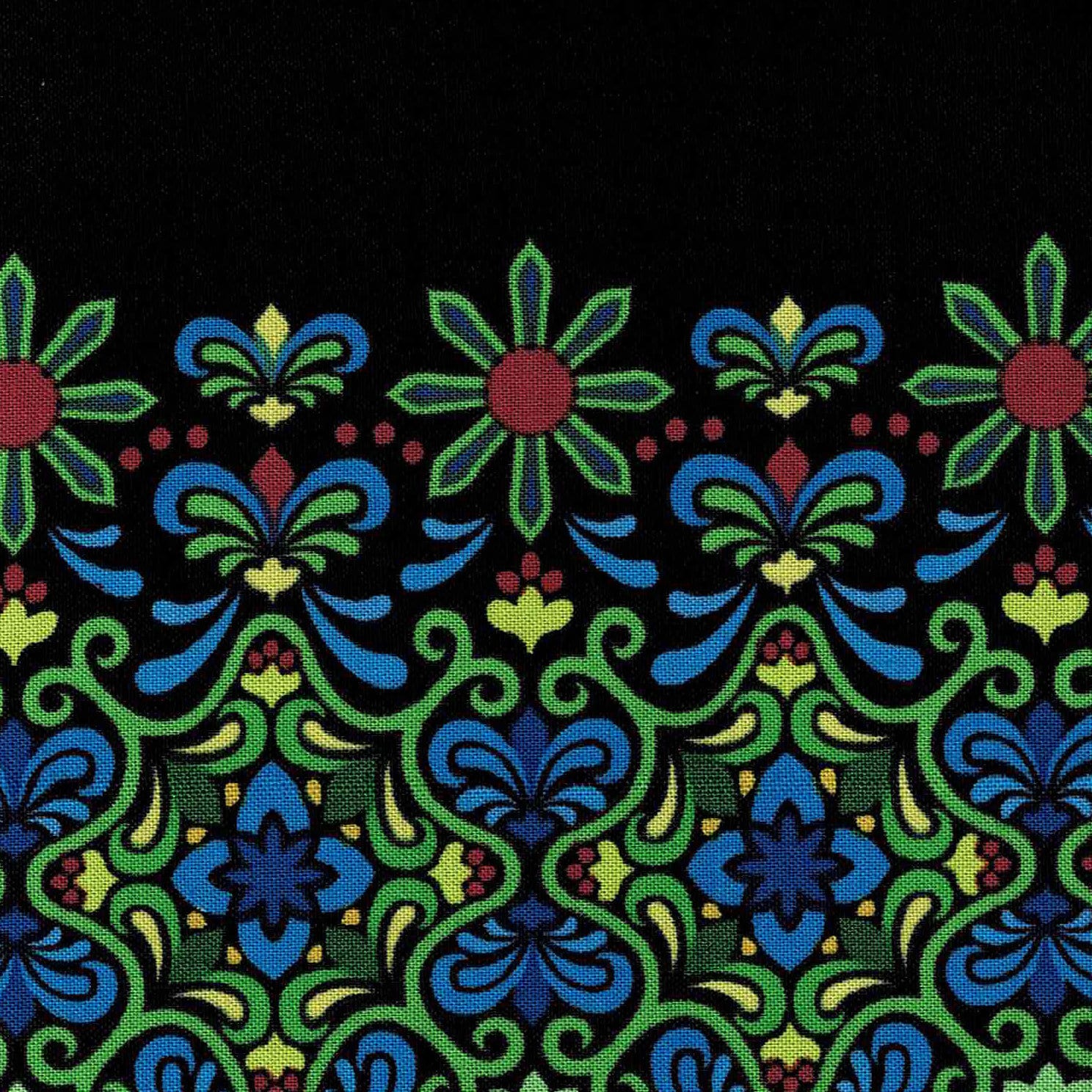 Vintage by Modern Quilt Studio for Benartex 10240-50 Black sold by the 1/2 yd.