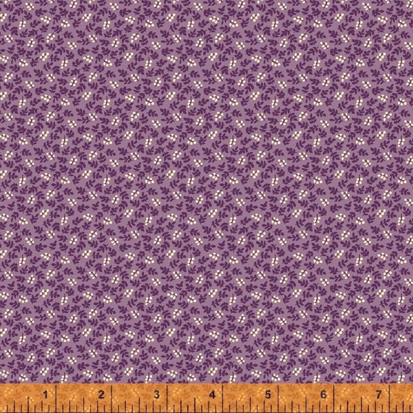 Sweet Leaf perennials by Annette Plog for Windham Fabrics 52535-5 Purple sold by the 1/2 yd.