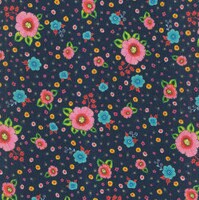 Quilting Treasures Evenly Spaced Flowers 27567 Navy sold by the 1/2 yd.