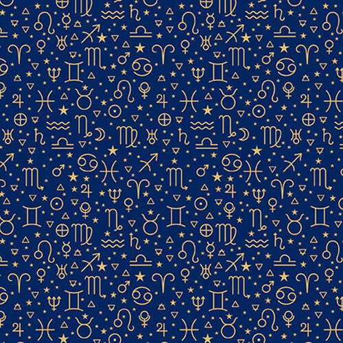 Signs from Above Allover Symbols by Henry Glass 9597M-77 Navy sold by the 1/2 yd.