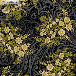 Radiance Ferns by Greta Lynn for Kanvas 9744M-12 Black sold by the 1/2 yd.