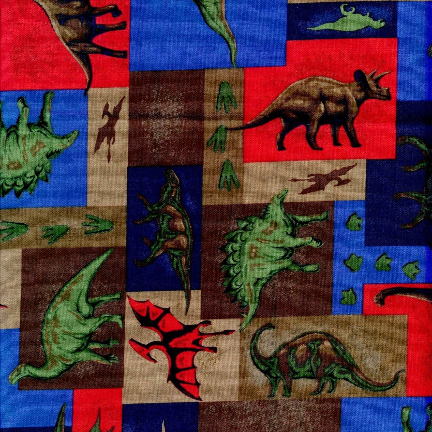 Prehistoric Dinosaur Patch by David Textiles sold by the 1/2 yd.
