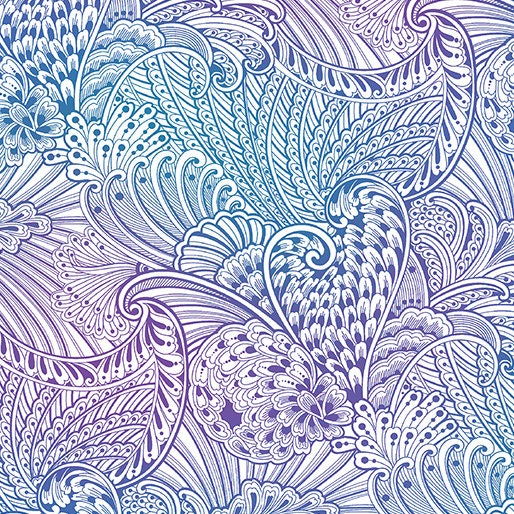 Opulence Peacock Flourish by Ann Lauer for Benartex 102310-09 White-multi one yard 12" remnant