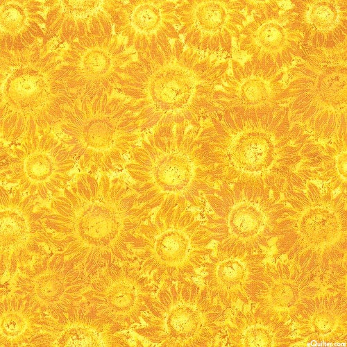 Sunflower Pop by Andover Tangerine Orange/Sun Yellow sold by the 1/2 yd.