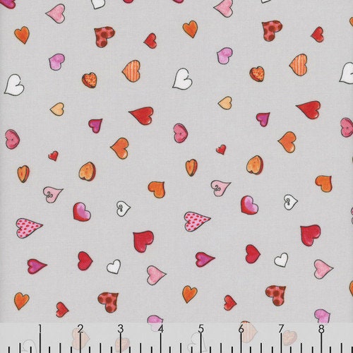 From The Heart by Anita Jeram for Clothworks 3360-5 Grey sold by then1/2 yd.