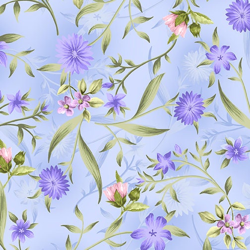 Spring Breeze Meadow by Kanvas Studio 9890-5 Blue sold by the 1/2 yd.