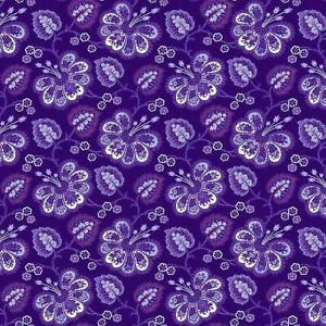 Lavender Fields Violette Allover Dark Purple by Jan Shore for Benartex 6830-66 sold by the 1/2 yd.