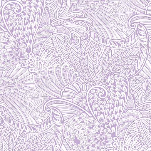Opulence Peacock Flourish Tonal by Ann Lauer for Benartex 10232-60 Light Purple sold by the 1/2 yd.