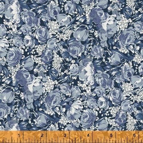 Azul Mimi Blooms by Windham 51804-1 sold by the 1/2 yd.