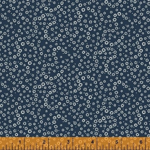 Azul Dainty Daisies by Windham 51808-1 Blue one yard 7" remnant