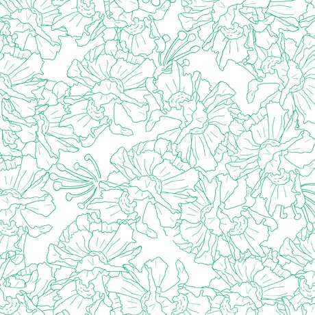 Matilija Poppy Floral Toile by Quilting Treasures 28703-Z Aqua on White sold by the 1/2 yd.
