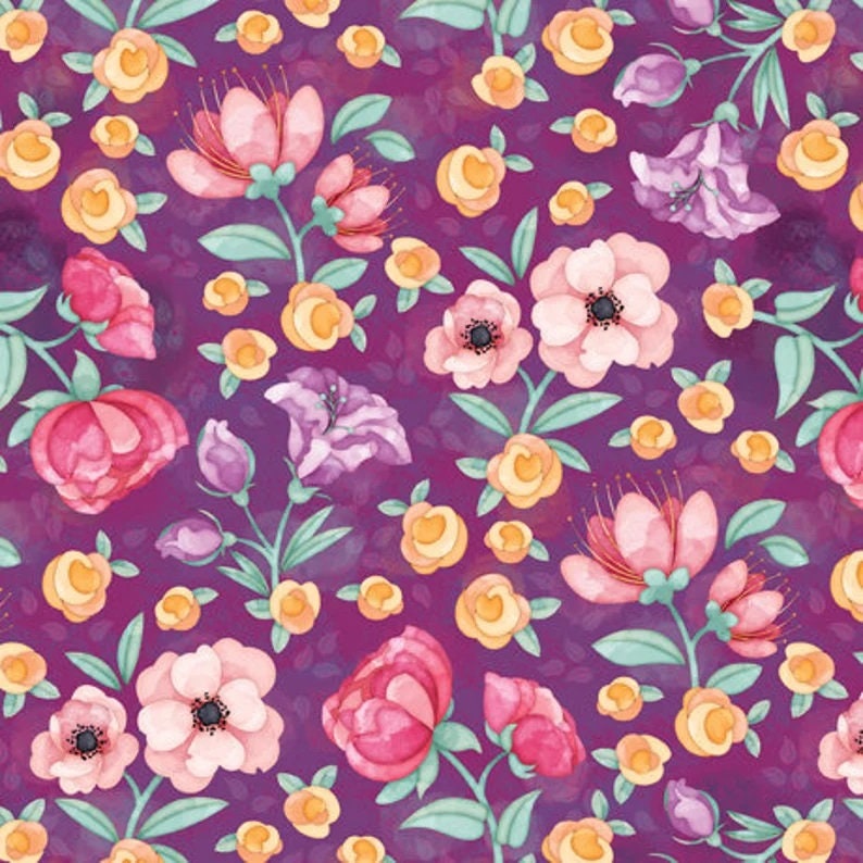 Sweet Tea by Maddalee Studios for QT Fabrics 29074-Violet sold by the 1/2 yd.