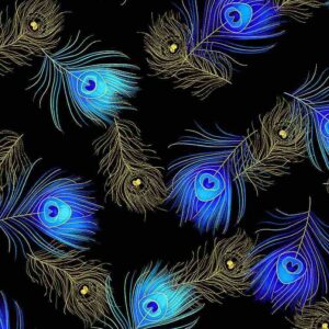 Royal Plume Metallic by Chong-a Hwang for Timeless Treasures Fabrics CM1565-Black sold by the 1/2 yd.
