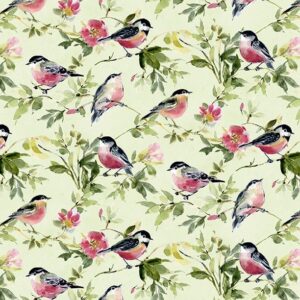 Among The Branches by Susan Winget for Wilmington Prints 39756-779 birds All Over Green one yard 12" remnant