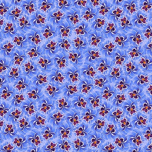 Pansy Prose by David Galchutt for Blank Quilting 2144-70 Periwinkle 1-1/2 yd. remnant