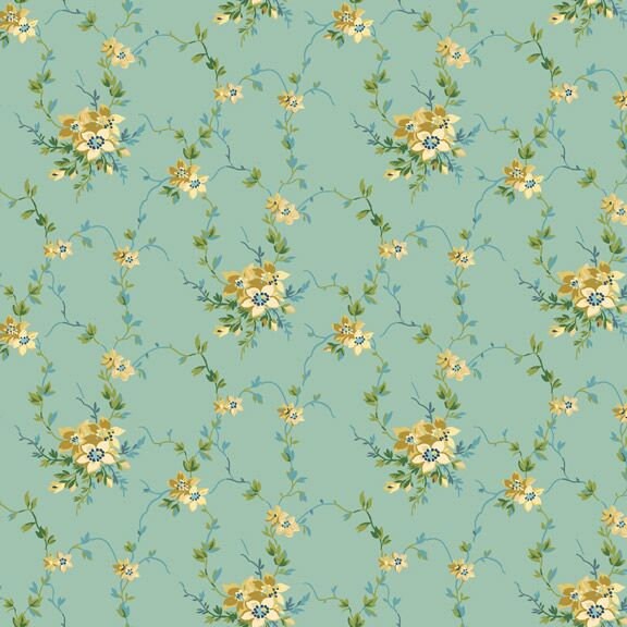 Marcella by Nancy rink for Marcus Fabrics 1502 Turquoise sold by the 1/2 yd.