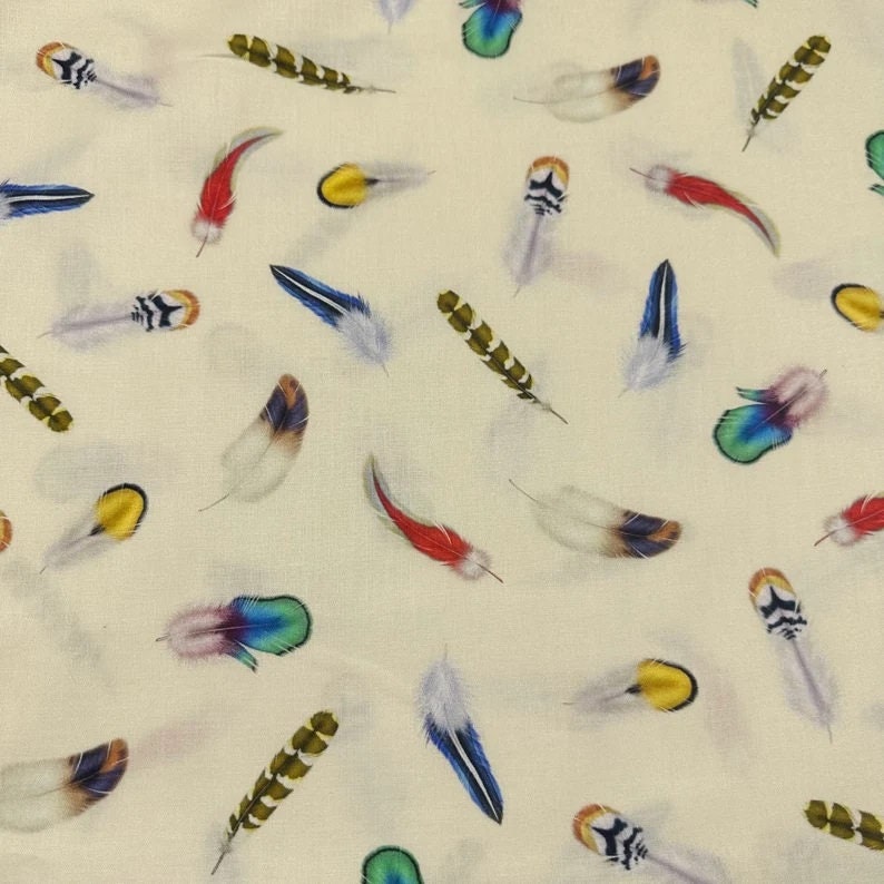 Vintage Birdwatcher Tossed Feathers by Aimee Stewart for Robert Kaufman ATX 20849-268 sold by the 1/2 yd.