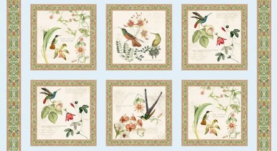 Hummingbirds Panel by Audrey J. Roberts for Elizabeth's Studio 23-1/2"X44" panel