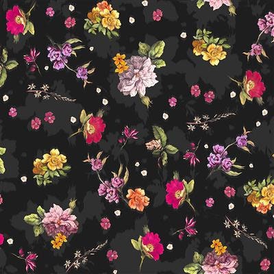 Ode To June by Iron Orchid Designs for Clothworks Y3506-3 Black one yard 5" remnant