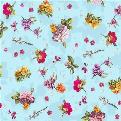 Ode To June by Iron Orchid Designs for Clothworks Y3506-32 Lt. Aqua sold by the 1/2 yd.