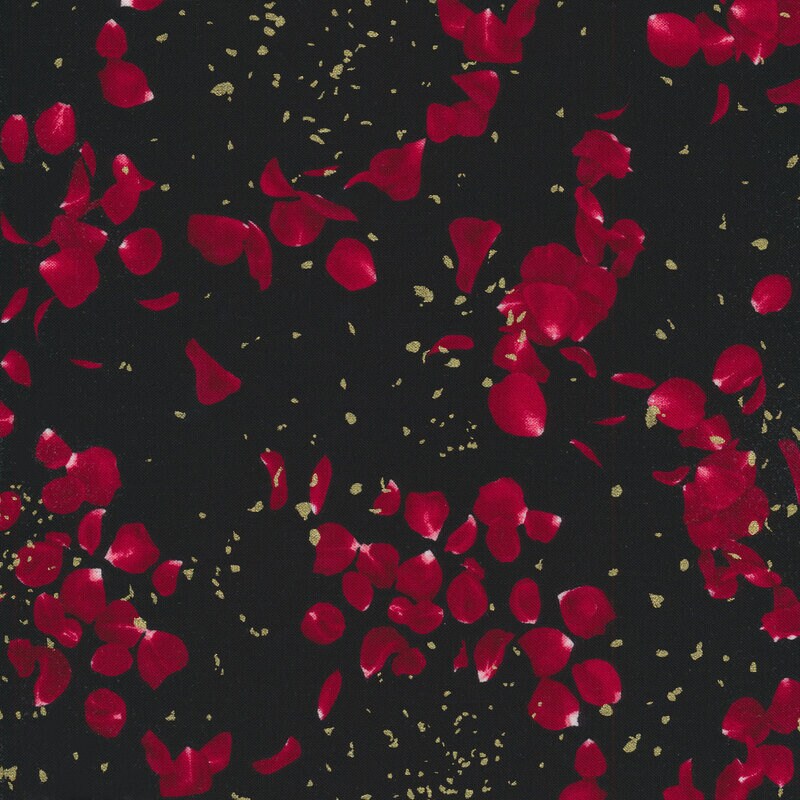 Guilded Rose by Chong-a Hwang for Timeless Treasures CM1254-Black sold by the 1/2 yd.