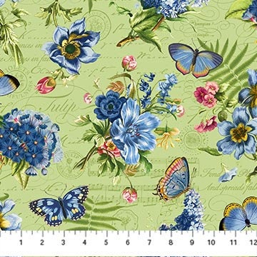 Something Blue by Tina Higgins for Northcott DP25079-72 Green sold by the 1/2 yd.