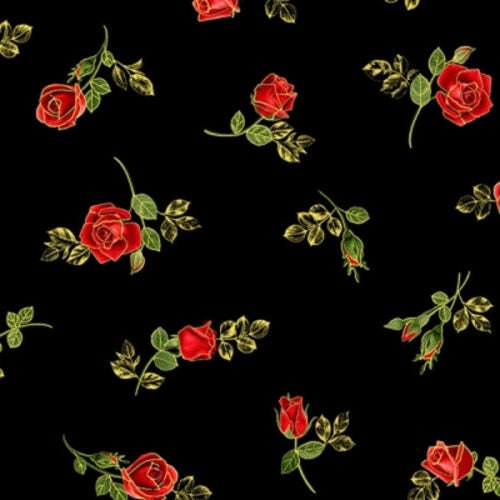 Guilded Rose by Chong-a Hwang for Timeless Treasures CM1253-Black one yard 34.5" remnant