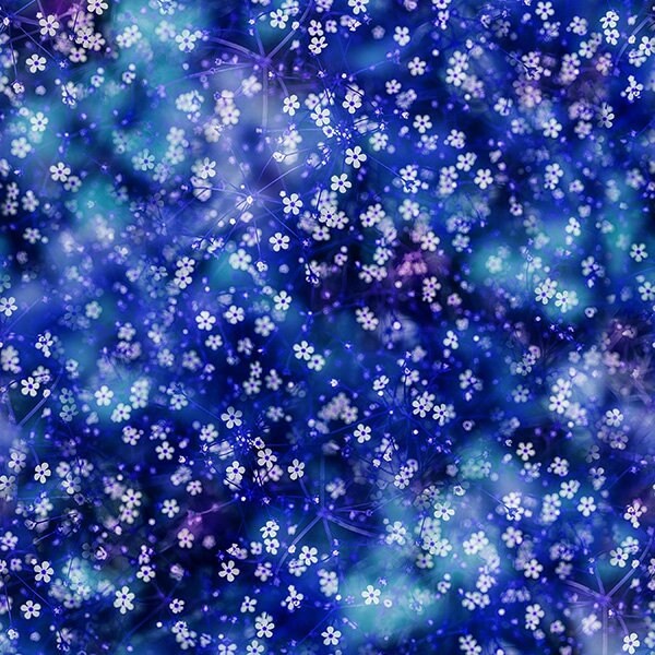 Garden Bliss by Hoffman Calif. 4904-230 Sapphire one yard 34" remnant
