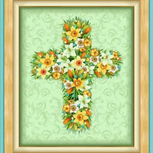 Easter Parade Floral Cross Panel by Quilting Treasures Fabrics 27578-X 36"X44"