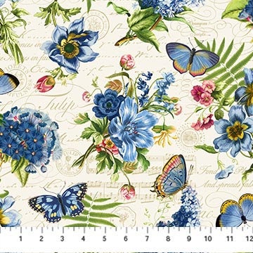 Something Blue by Tina Higgins for Northcott DP25079-11 sold by the 1/2 yd.