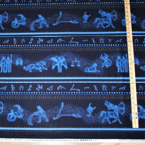 Signs From Above Zodiac Border Stripe by Henry Glass 9598M-77 one yard only
