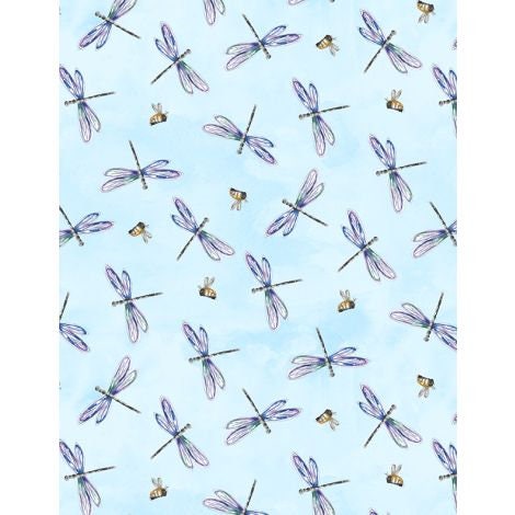 Fanciful Flight by Lori Seibert for Wilmington Prints 3029-11175-447 Lt. Blue sold by the 1/2 yd.