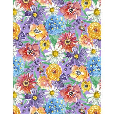 Fanciful Flight by Lori Seibert for Wilmington Prints 3029-11172-638 Purple sold by the 1/2 yd.