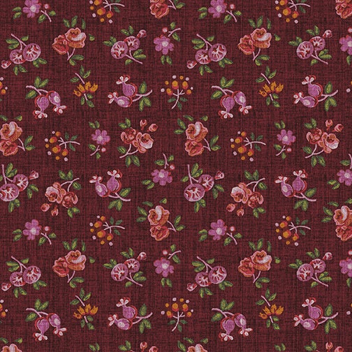 English autumn by Jan Shore for Benartex 9446-87 Merlot sold by the 1/2 yd.