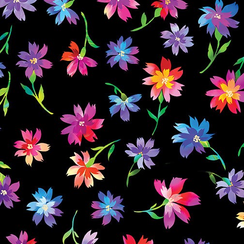 Luminous Blooms by Kanvas Studio 12481-12 Black sold by the 1/2 yd.