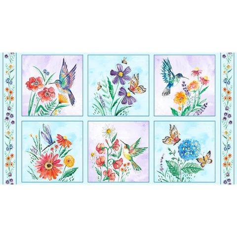 Fanciful Flight Craft Panel by Lori Seibert for Wilmington Prints 3029-11169-467 Multi 23-12"X43"  panel.