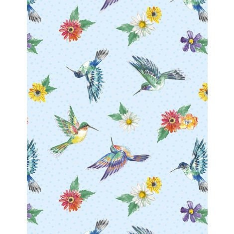 Fanciful Flight by Lori Seibert for Wilmington Prints 3029-11173-447 Lt. Blue sold by the 1/2 yd.