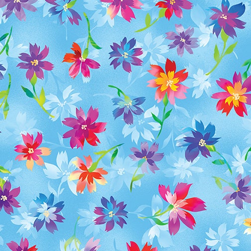 Luminous Blooms by Kanvas Studio 12481-05 Lt. Blue sold by the 1/2 yd.