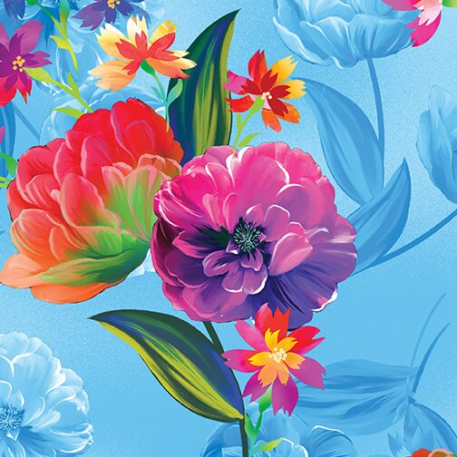 Luminous Blooms by Kanvas Studio 12473-05 Lt. blue sold by the 1/2 yd.