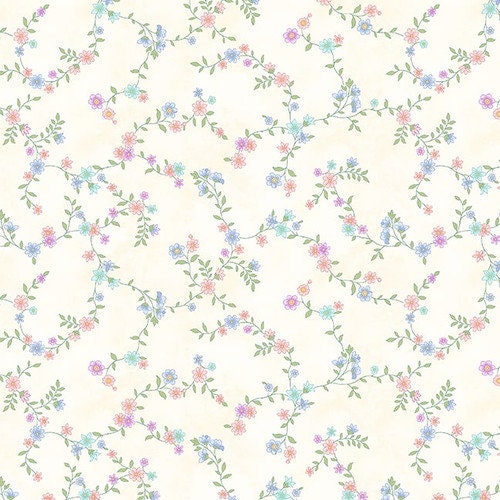 Dorothy Jean's Flower Garden by Mary Jane Carey for Henry Glass 2972-44 Cream sold by the 1/2 yd.