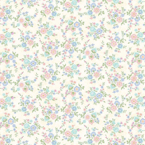 Dorothy Jean's Flower Garden by Mary Jane Carey for Henry Glass 2974-44 Cream sold by the 1/2 yd.