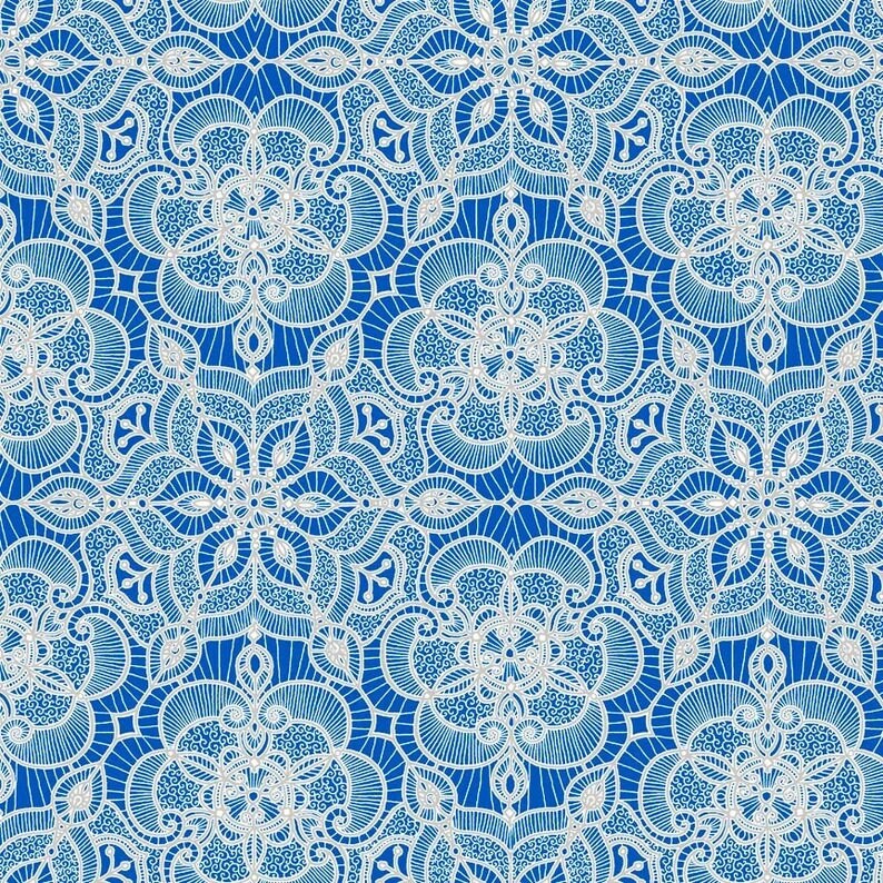 Luminous Lace by Ivy Lane for Quilting Treasures 24432-Y Blue one yard remnant