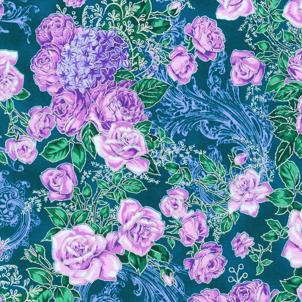 Mystic Moon by Rk Studios for Robert Kaufman Fabrics 21635-213 Teal sold by the 1/2 yd.